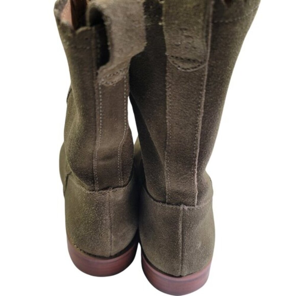 Jack Rogers Scalloped Edge Carly Boot-Olive Suede - Picture 3 of 13